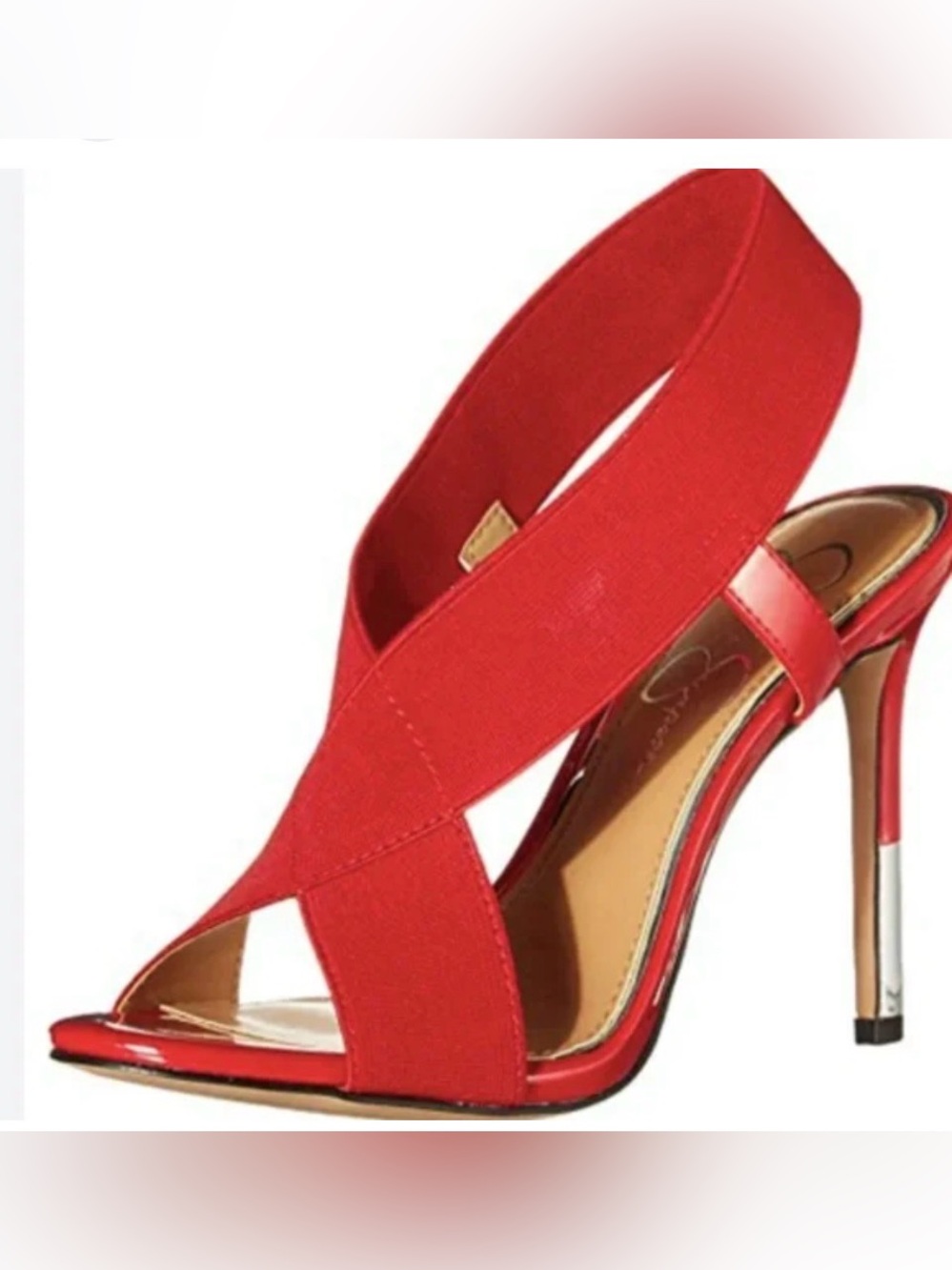 Red Women's Elastic Strap High Heel Sandals. Great Condition. Sz 7.5